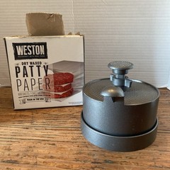 Weston Single Hamburger Press Heavy Duty Patty Maker with Waxed Papers Open Box