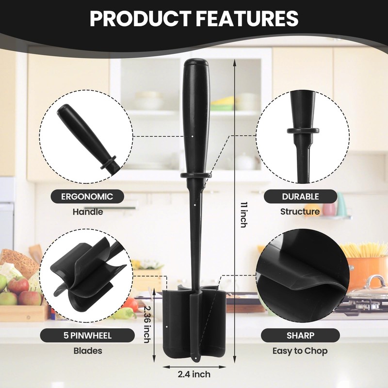 CUNSENR Premium Meat Chopper - 5 Curve Blade Ground Beef Original, Black gallery