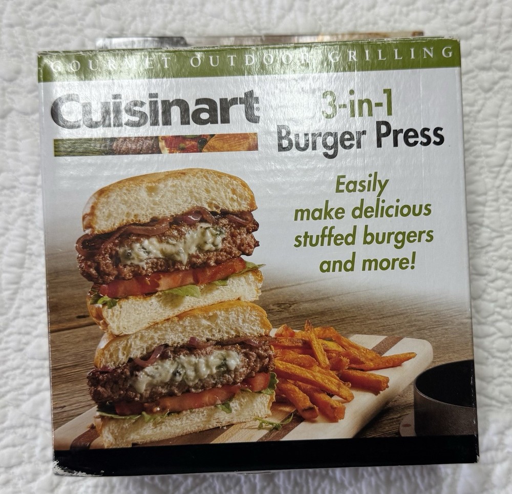 Cuisinart CSBP-100 3-in-1 Burger Press Patty Maker Burgers Sliders Stuffed NEW