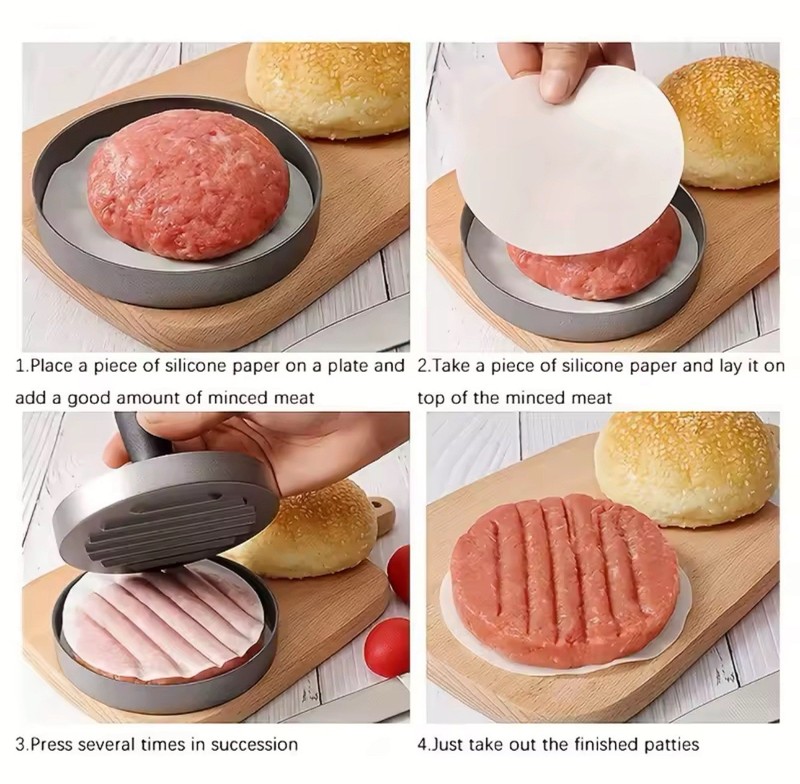 Non-Stick Burger Press Patty Maker Aluminum Hamburger Mold BBQ Tool gallery