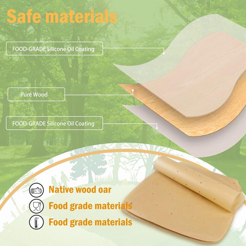 Air Fryer Parchment Paper Liners（8.7"×8.7"） 100Pcs 8.7 Inch x Inch, Brown gallery