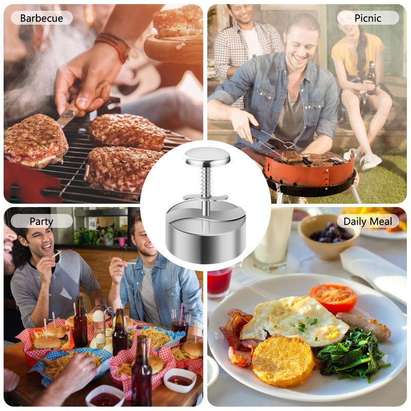 Burger Press, Adjustable Hamburger Meat Press, 304 Stainless Steel Non Stick Pat gallery