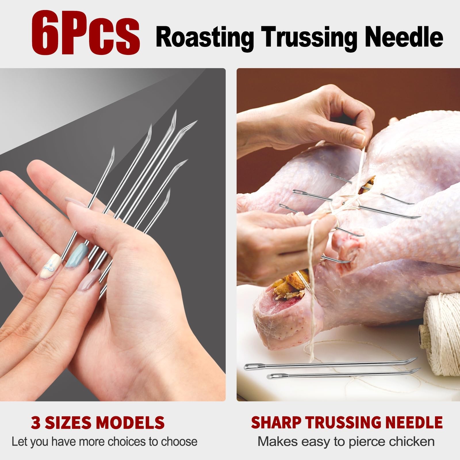 Ofargo Meat Trussing Needles, Roasting Needles for Lacing 0.7, Clear gallery
