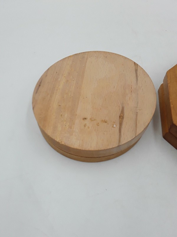Vtg Folk Art Wooden Hamburger Patty Press w/ Painted Fruit,horse, Set of 2 gallery