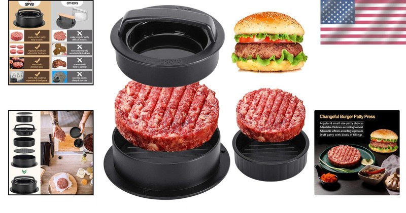 Non-Stick Hamburger Patty Maker with 100 Parchment Papers - Easy Cleanup gallery
