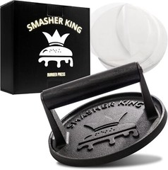 SMASHER KING™ – Premium Cast Iron Smash Burger Press incl. 25 pcs of Patty…