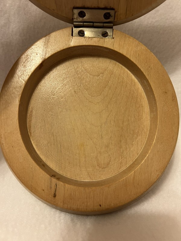 Vintage Wooden Hamburger Patty Press Hinged Lid Hand Painted Chef Japan gallery