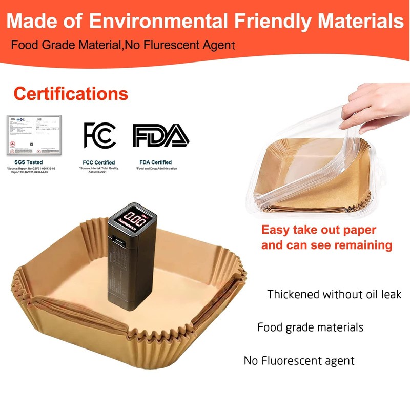 Air Fryer Liners Disposable 9 Inch, 9 inch 9" Square 125 pcs gallery