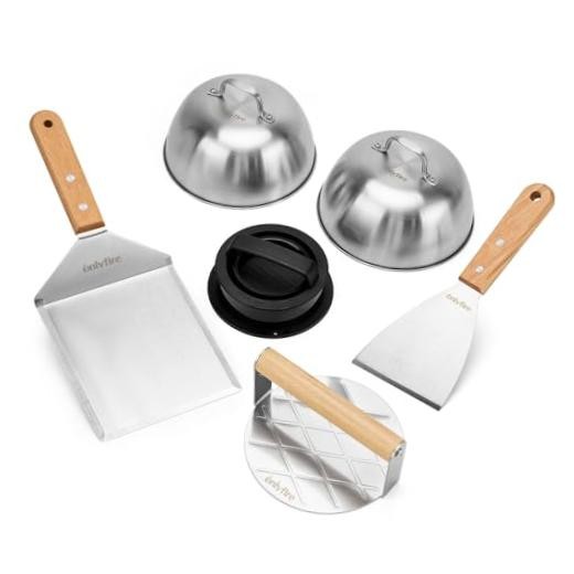 6PCS Burger Set, Cheese Melting Dome & Burger Press Kit, Basting Cover with gallery