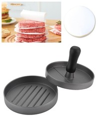 Burger Press with 100 Patty Papers, 4.5 inch Diameter Non-Stick Cast Aluminum Ha