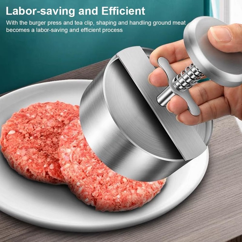 304 Stainless Steel Burger Press 4.5" Hamburger Press Patty Maker W/ Non-Stick gallery