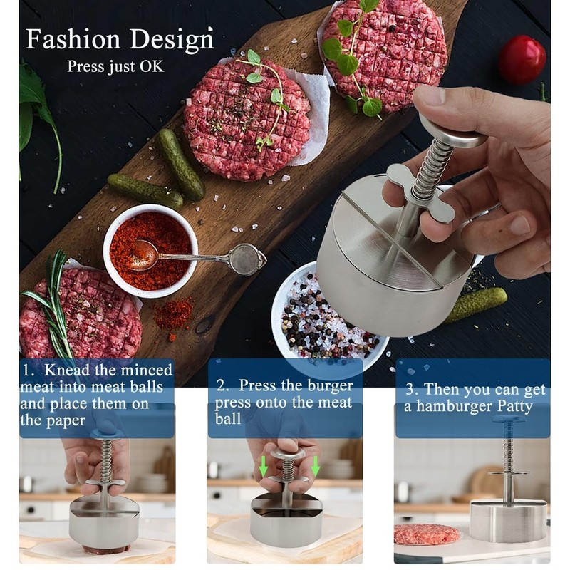 Burger Press Adjustable Hamburger Meat Patty Maker NonStick Stuffed Molds gallery