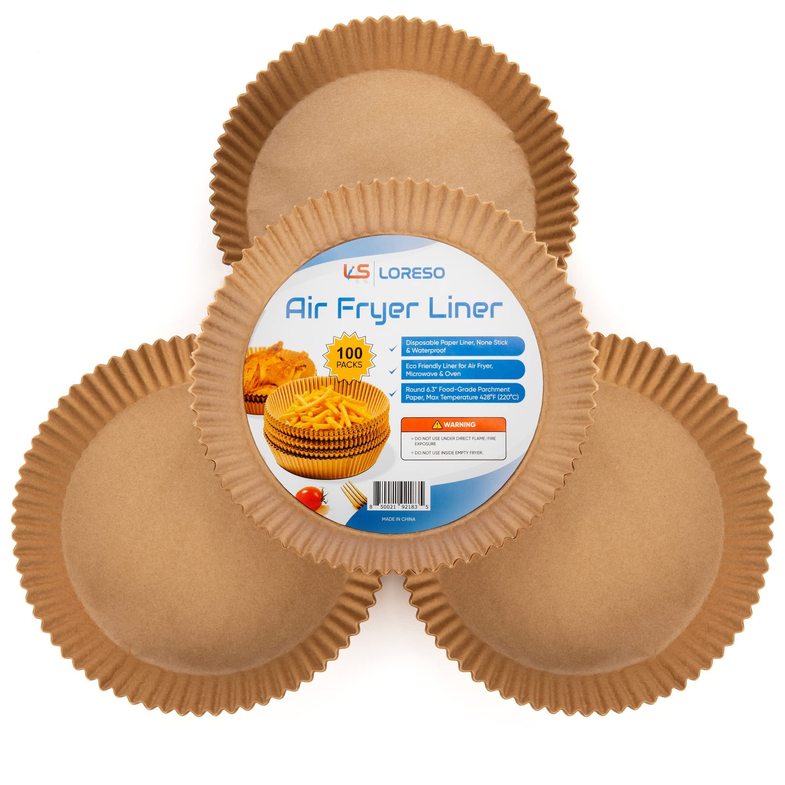 Air Fryer Liners Disposable Parchment Paper, 100 Round 2-5QT6.3"-100CT, Brown gallery