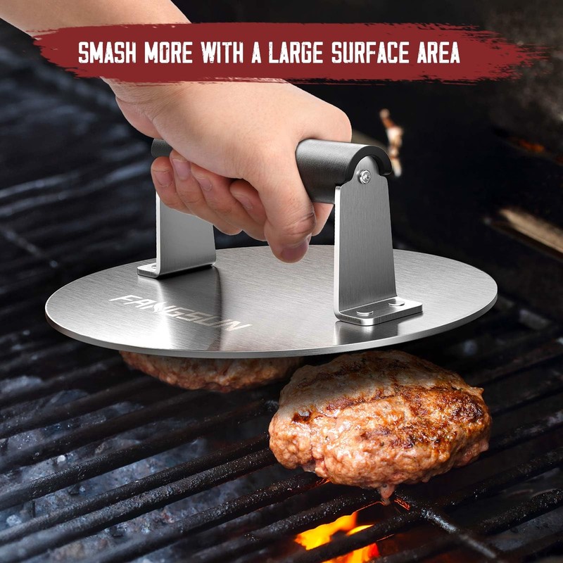 Bacon Press for Griddle Stainless Steel Grill Press 8.5-Inch Heavy-Duty Burge... gallery