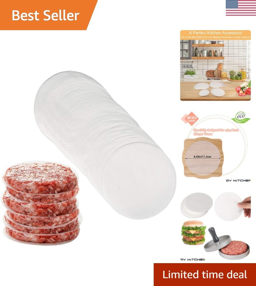 Burger Patty Paper Rounds for 4/4.5 Inch Burger Press, 200pcs 4.5inch Baking ...
