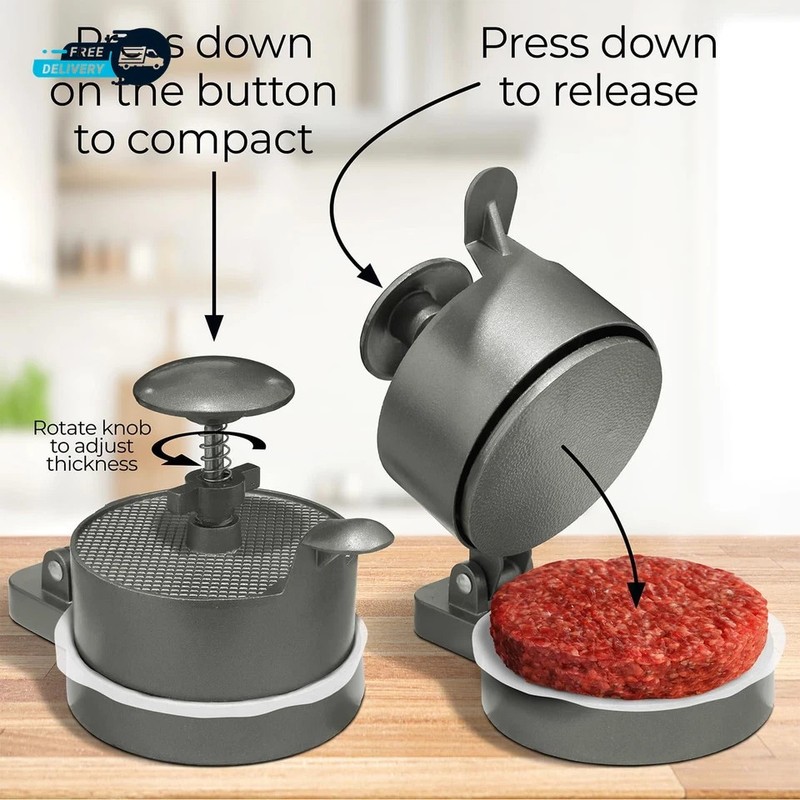 Burger Press Patty Maker – Adjustable Thickness (1/4 Lb to 3/4 Lb) with Ejector gallery
