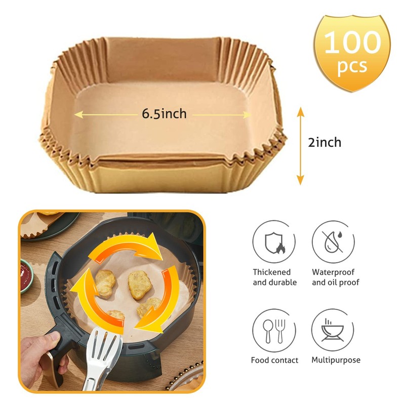 Ailun Air Fryer Disposable Paper Liners, 100PCS 6.5inch Round and Fryer... gallery