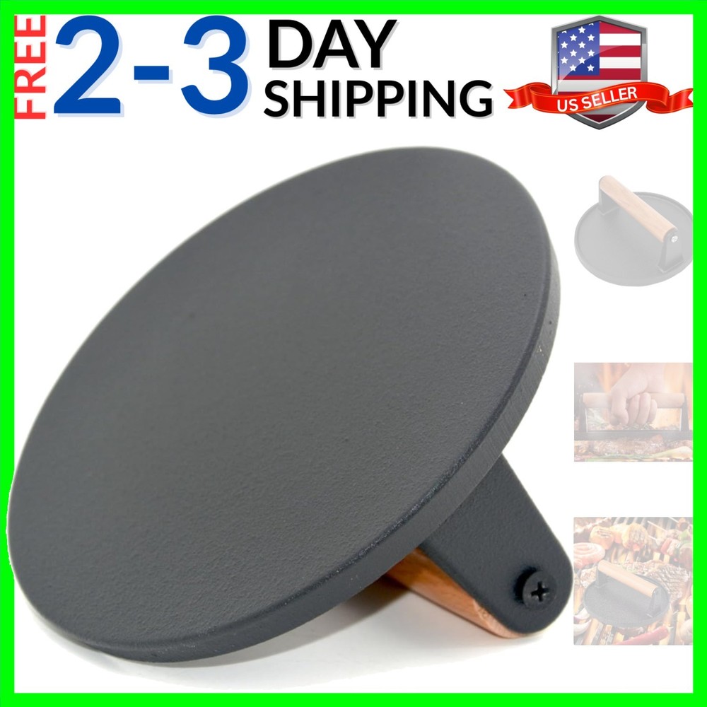 Kitchen Tools Heavy Duty Cast Iron Smash Burger Press Round Barbecue Meat Fla...