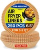 250 Pcs Air Fryer Liners Disposable, 6.5" Round Unbleached 6.5"Round, Natural gallery