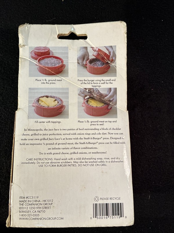 Stuff-A-Burger Press Jucy Lucy Charcoal Companion NEW! Barbecue BBQ Grill gallery