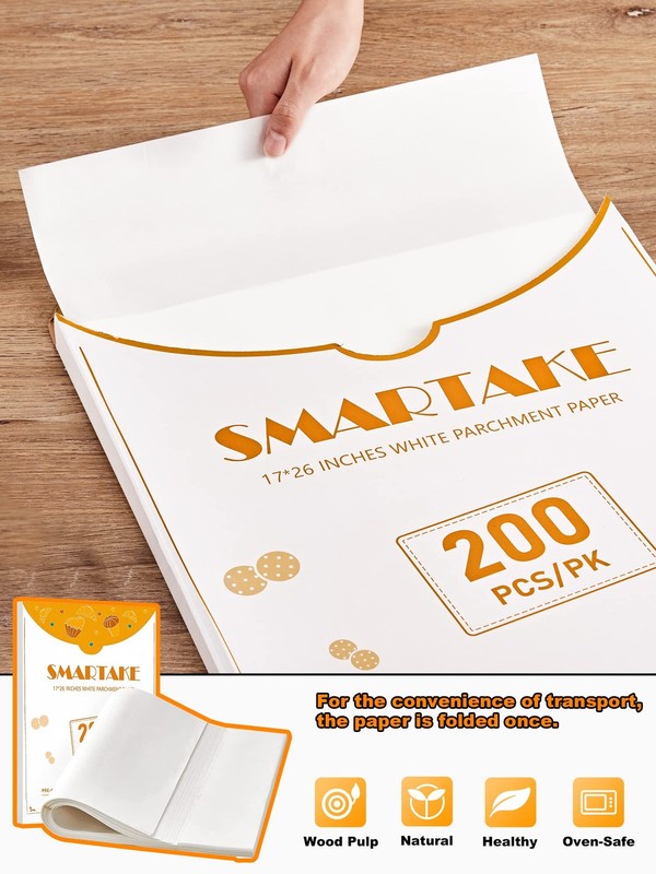 SMARTAKE 200 Pcs Parchment Paper Baking Sheets, 17" x 26"-200 Pcs, White gallery