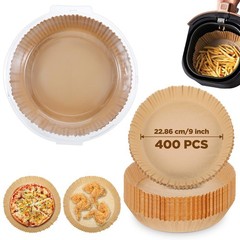 400 Pcs 9 Inch Air Fryer Liners, Round Disposable 9 inch, Nature Brown