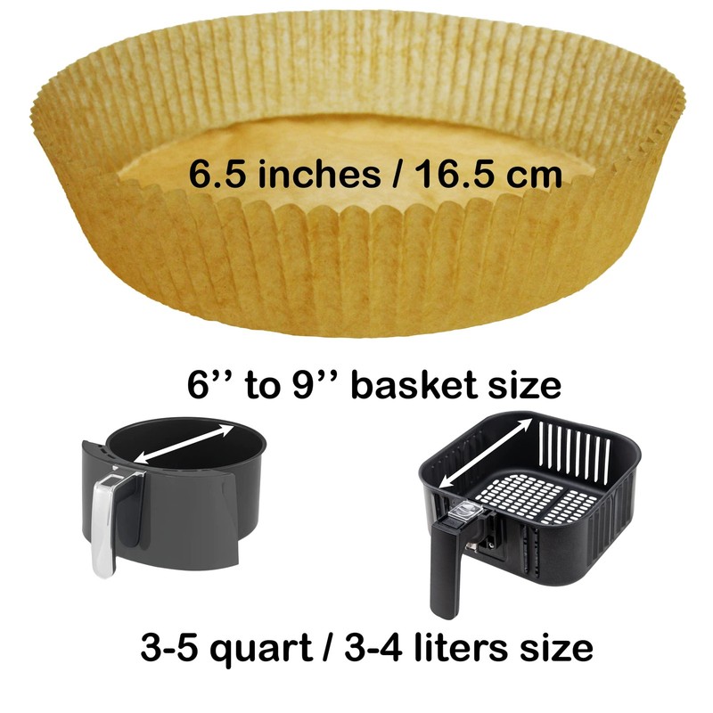 Disposable Paper Liner for Air Fryer 100pcs 6.5'', Non-stick 100, Brown gallery