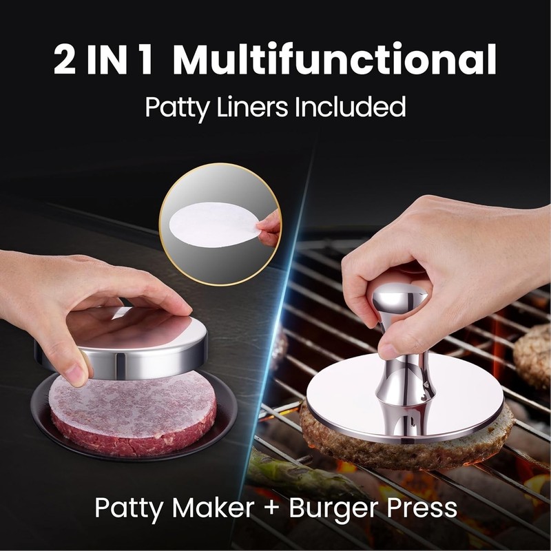 304 Stainless Steel Hamburger Press & Patty-Making Tool - Ergonomic Grip gallery