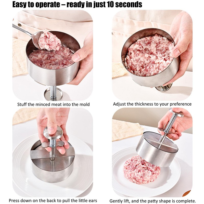 304 Stainless Steel Hamburger Press Patty Maker Meat Tool 5.5 Inch Round gallery