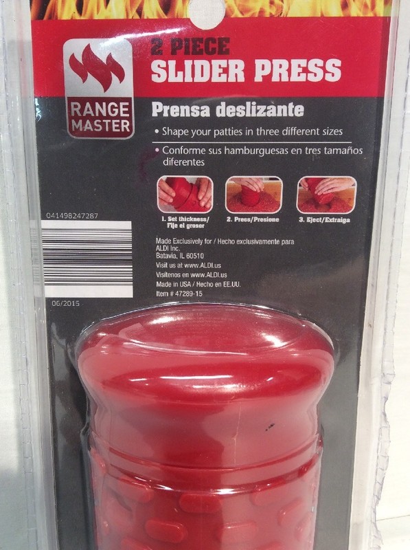 Burger Press Slider Press Adjustable with 3 Measures by Range Master Red 2 Piece gallery