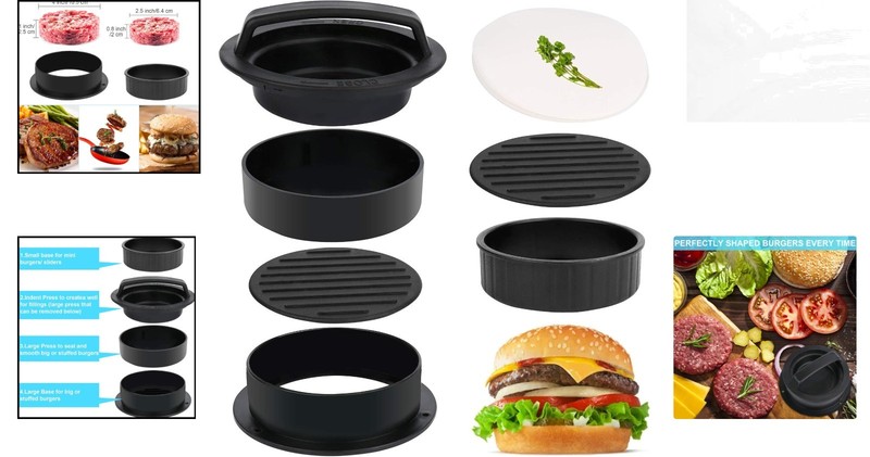 Versatile Hamburger Press Kit with 100 Wax Sheets for Effortless Grilling gallery