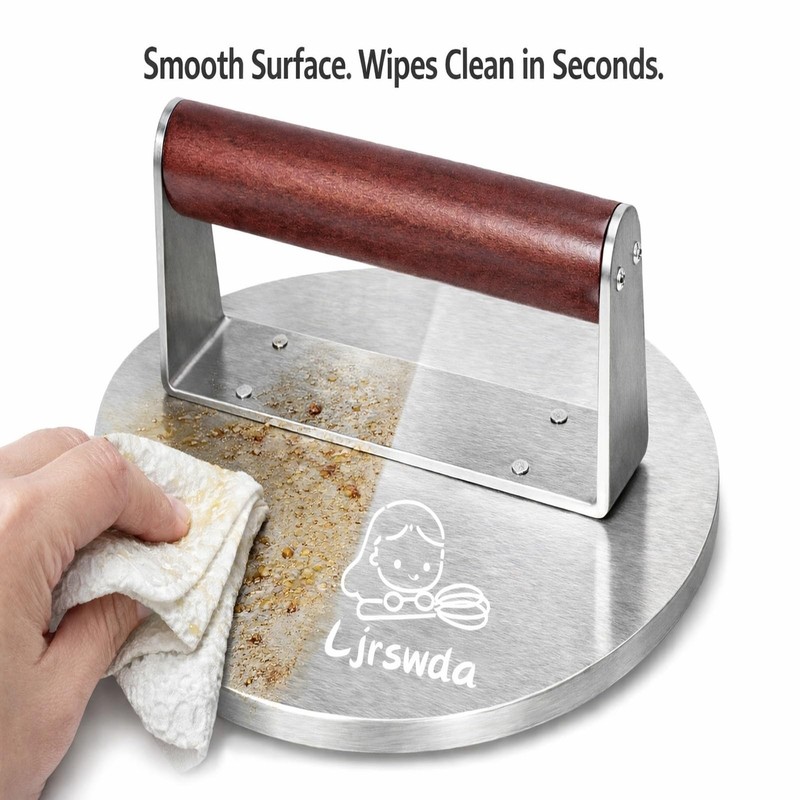 8.5"Extra Large Stainless Steel Burger Press 2.5 Lb Round Metal Smasher Bacon gallery