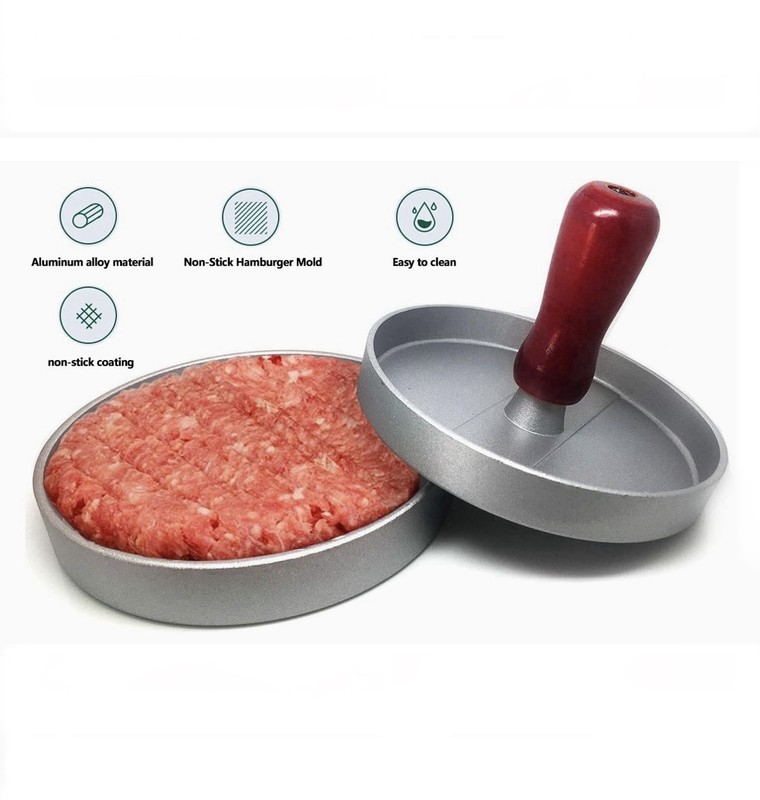 Hamburger Patty Maker Press Aluminum Wood Handle Burger/Crab Cake/Apps Mold NEW gallery