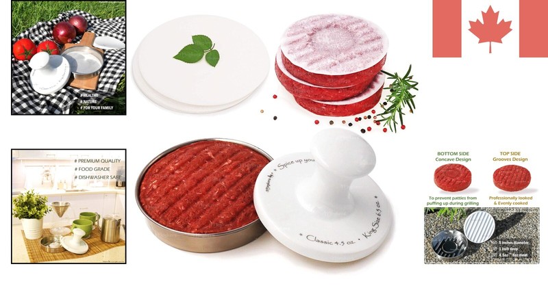 All-in-One Burger Press with 100 Patty Papers - Dishwasher Safe Stainless Steel gallery