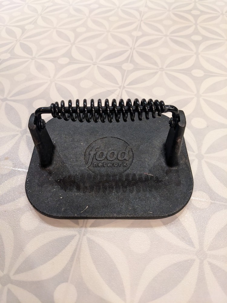 Cast Iron Bacon Press FOOD NETWORK 6 1/4” Wide Grill Meats Cooking Kitchen
