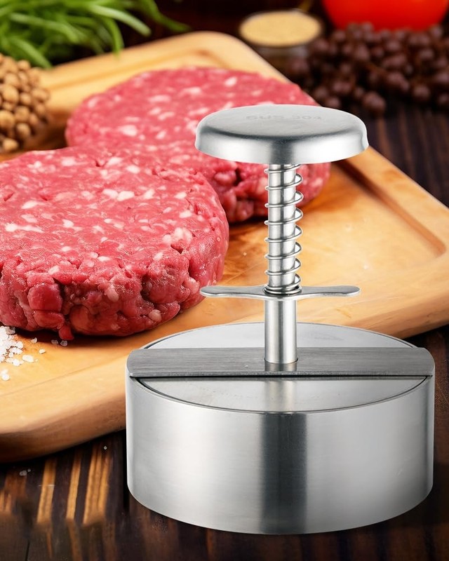 Brigii 304 Stainless Steel Burger Press - 4.5" Hamburger Patty Maker, Silver gallery