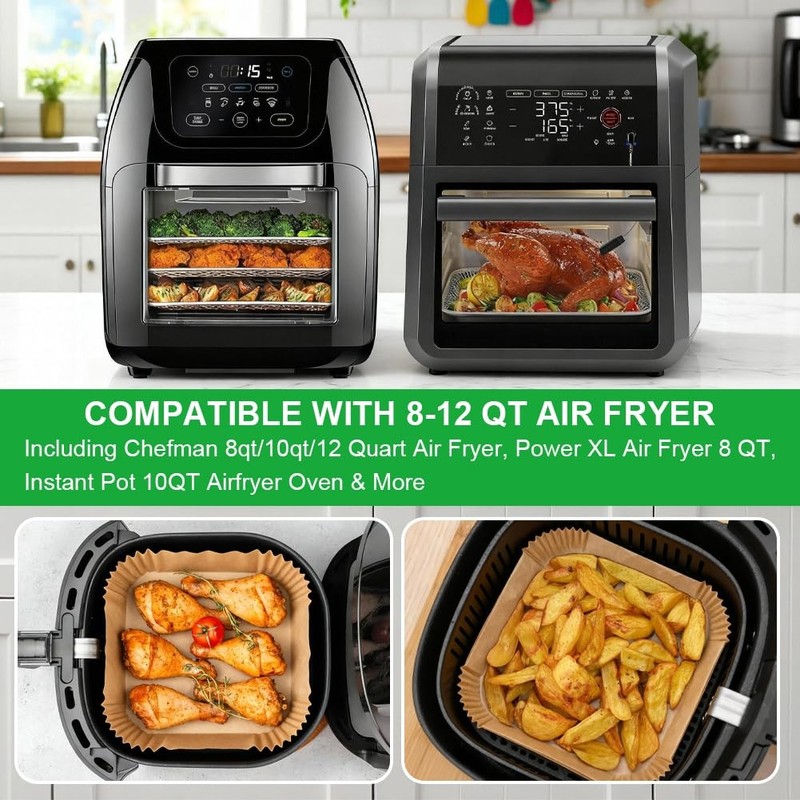 BYKITCHEN Large Air Fryer Liners for 10 inch 8-12 QT-200PCS, Nature gallery