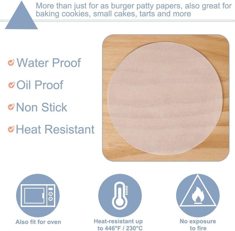 Hamburger Patty Paper Round 4.5 Inch, Set of 200, Non Stick Patty Paper Sheet... gallery