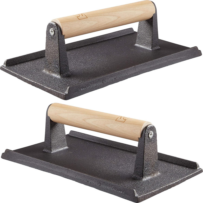 Pro Grade, Pre Seasoned Cast Iron Grill Weight 2Pk. Heavy Duty Steak and Burger gallery