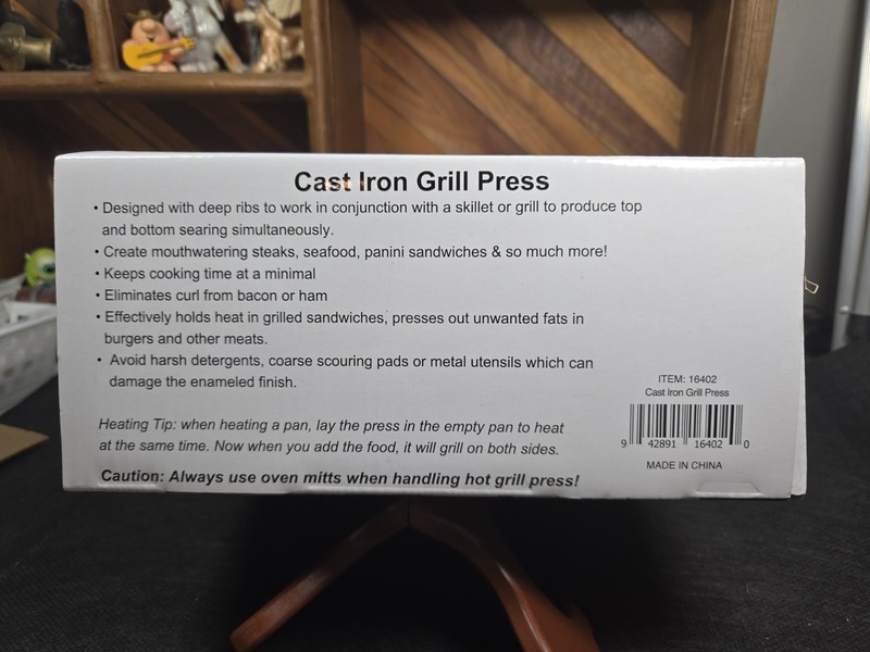 Cast Iron Panini Grill Press Seasoned Ready To Use For Burger/Meat 7.75" Square gallery