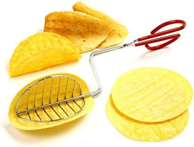 Norpro Taco Press - 13" Chromed Steel Taco Maker with L-Shaped Handle for Safety gallery