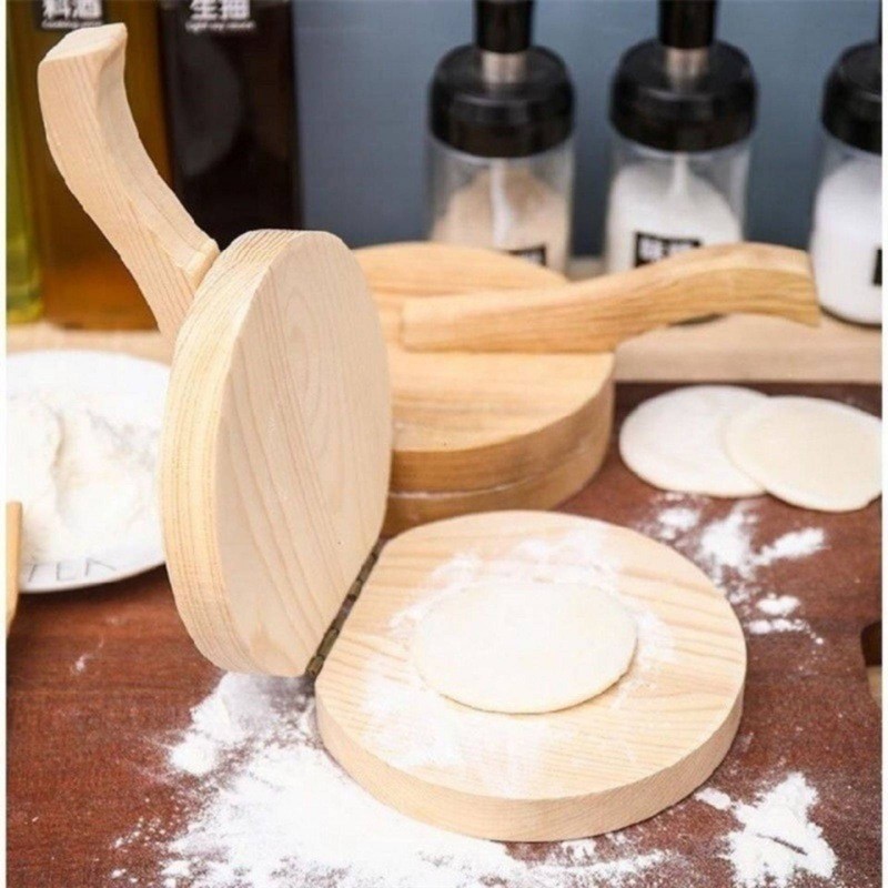 Dumpling Wrapper Press Natural Wood Wooden Dumpling Press Hinged gallery