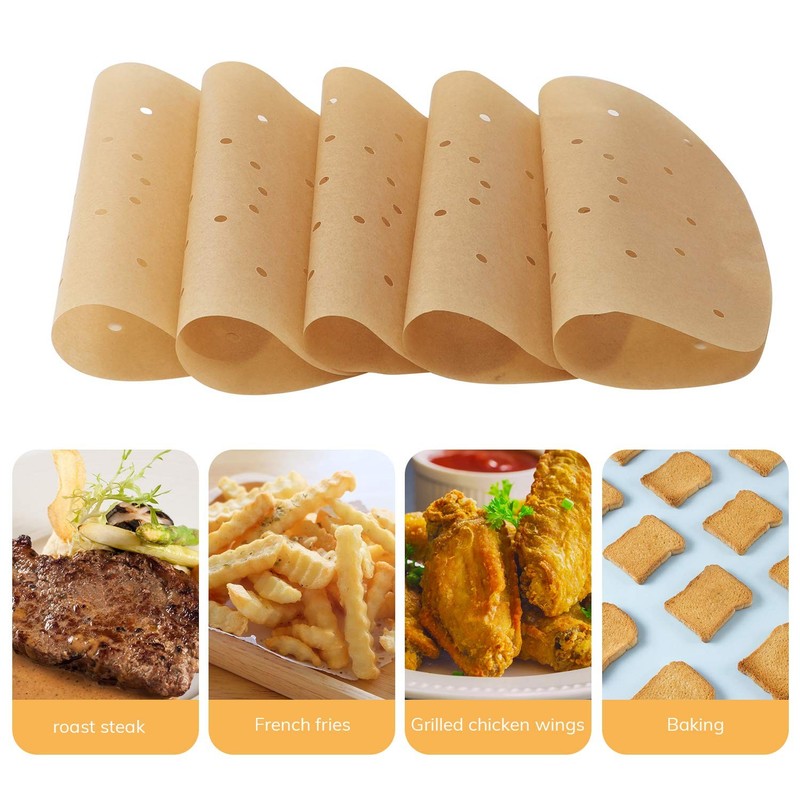 Beasea Perforated Parchment Paper, 200pcs 7 Inch Air Fryer 7 Inch, Unbleached gallery