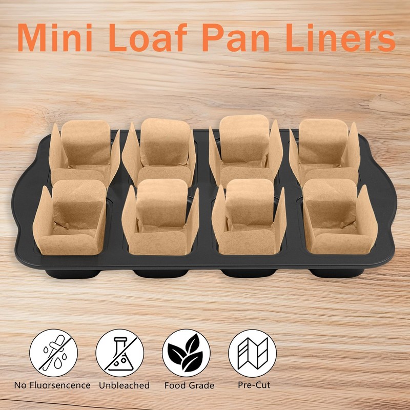 QTRQTR 200 Pcs Parchment Paper Mini Loaf Pan Liners for 3.15*2 inch, Brown gallery