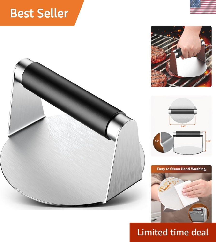 Versatile Stainless Steel Burger Press - Ideal for Smash Burgers and More, 5.5"