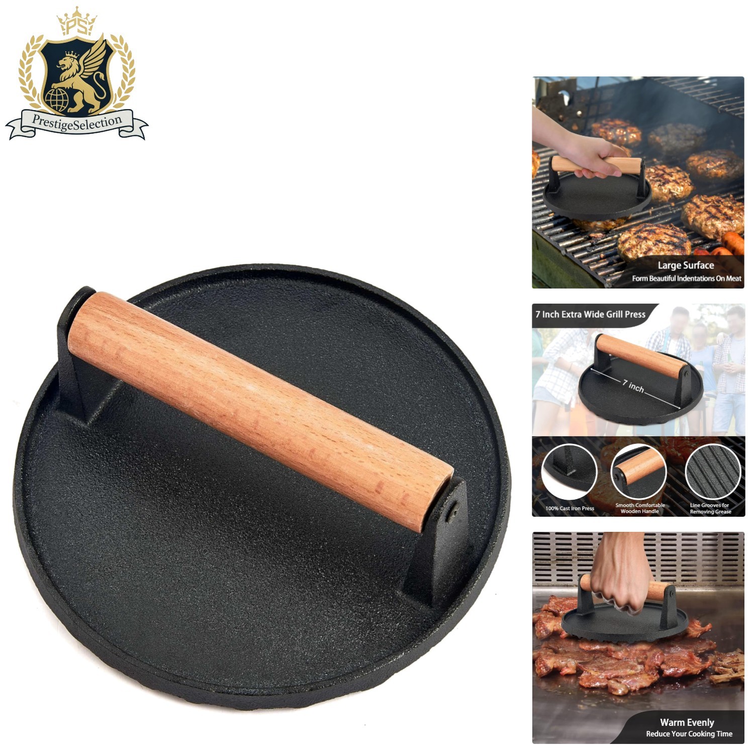 Heavy-Duty 2.6 lbs Cast Iron Press - Perfect for Indoor and Outdoor Chefs gallery