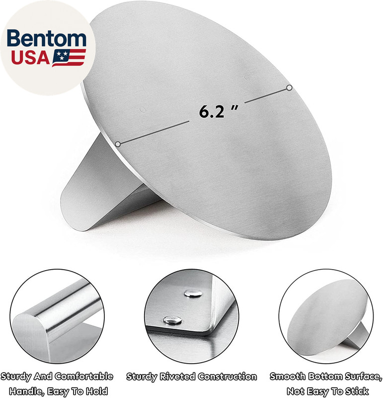 Stainless Steel Burger Press, 6.2 Inch round Burger Smasher, Professional Griddl gallery