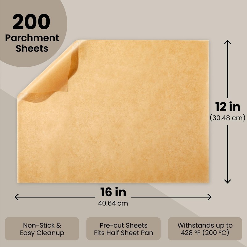 Juvale Parchment Paper Sheets - 200 Pack, 12 x 16 in, 12 x16 inch, Brown gallery
