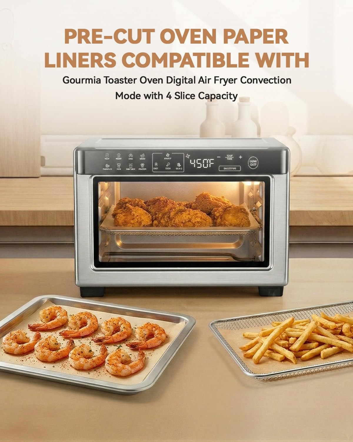 125PCs For Gourmia Digital Air Fryer Oven 10QT, Unbleached Parchment Paper gallery