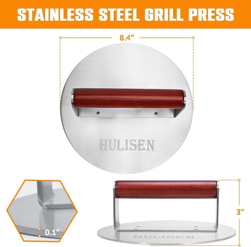 2.5 lbs Heavy Duty Bacon & Grill Press, Stainless Steel Smashed Burger Press,... gallery